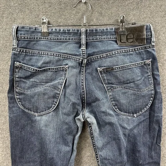 Lee Women's Jeans Blue Dark Wash Lo Rize Straight - L3 Button Fly Western Pants - Picture 6 of 13